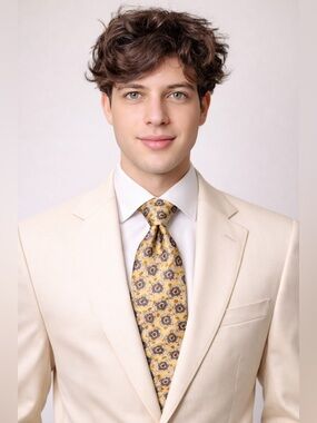 Elegant sink tie featuring an intricate floral pattern over a warm golden yellow
